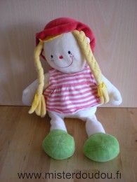 Poupée Blanc robe rayée rose blanc Julia