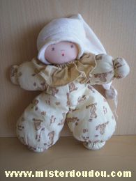 Moulin roty Poupée Beige bonnet écru - Bon état