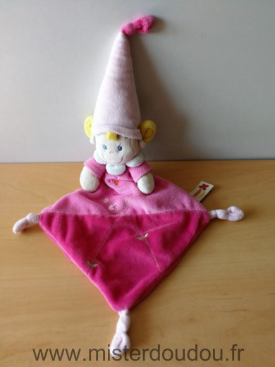Nicotoy Poupée Fée rose chapeau pointu rose - Très bon état