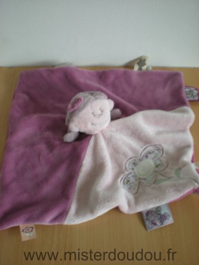 Noukie s Poupée Fille kenza rose mauve fleur attache tetine - Très bon état