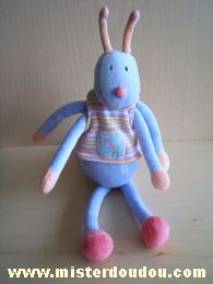 Moulin roty Sauterelle Mauve tshirt rayé ailes oranges - Bon état