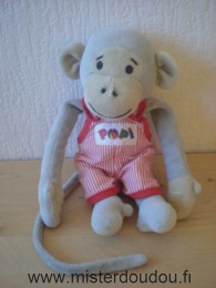 Ajena Singe Popi gris salopette rayée rouge blanc - Très bon état