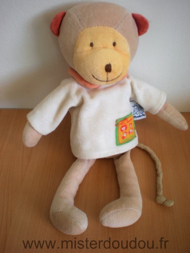 Moulin roty Singe Beige tshirt blanc - Etat moyen