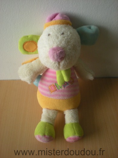 Souris Jaune , rose rayé brodé ahoy Baby sun