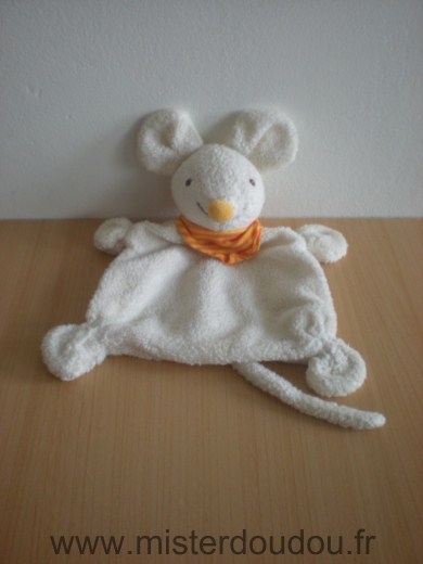 Souris Blanc foulard rayé jaune orange Babydream