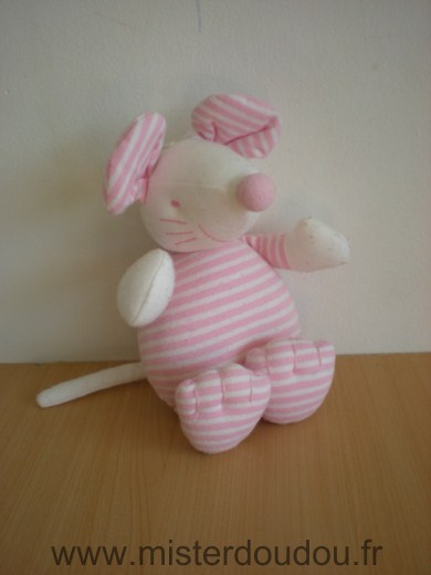 Bout chou Souris Raye rose blanc - Bon état