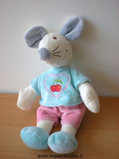Credit agricole Souris Short rose tshirt bleu avec un coeur et cerises - Très bon état