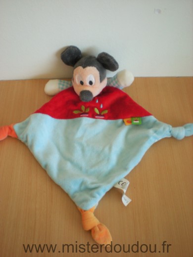 Souris Mickey bleu rouge radis arrosoir vichy bleu dessous Disney