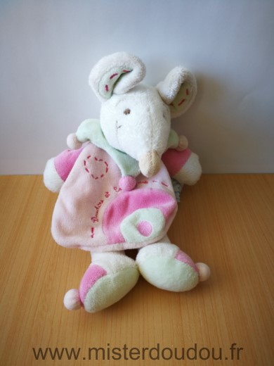 Doudou et compagnie Souris Leonie rose vert cape - Très bon état