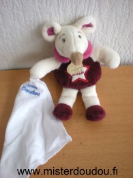 Souris Ptit doux , blanc violet rose mouchoir mon doudou blanc Doudou et compagnie