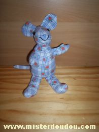 Souris Carreaux blanc bleu fleurs oranges Francoise saget