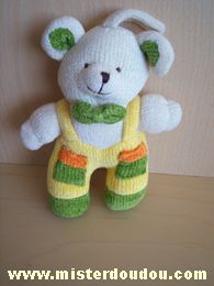 Gerca Souris En tricot blanc salopette jaune verte orange - Très bon état