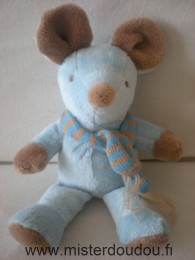 Graine d éveil Souris Bleu marron écharpe rayée bleu marron - Très bon état