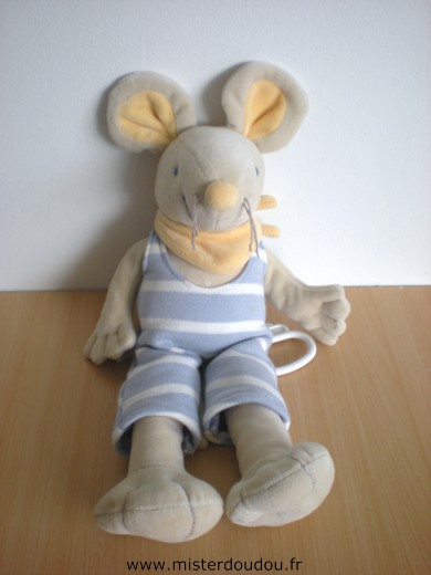 Jollybaby Souris Gris foulard jaune saloopette bleu blanc - Mauvais état