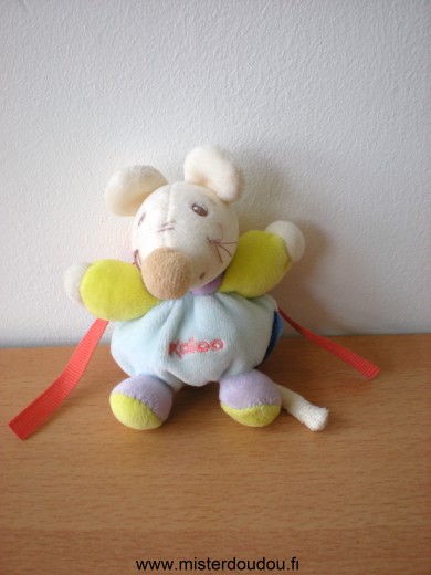 Kaloo Souris Bleu vert mauve attache sucette orange - Très bon état