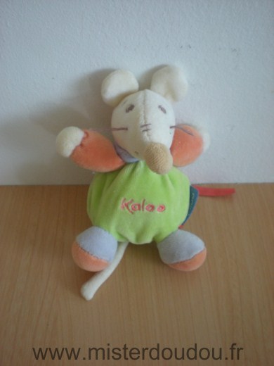 Kaloo Souris Mini doudou vert orange - Très bon état