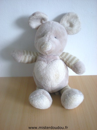 Maxita Souris Beige coeur ecru - Très bon état