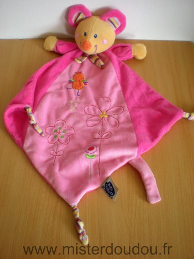 Mots d enfants Souris Rose fushia motif oiseau fleurs - Très bon état