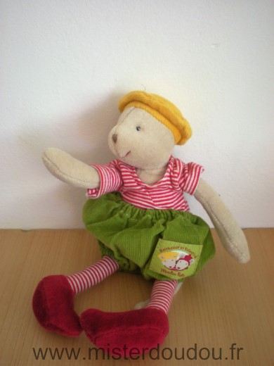 Moulin roty Souris Balthazar short velours vert bonnet jaune - Très bon état
