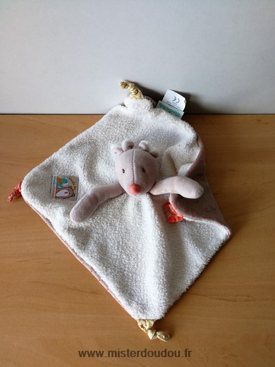 Moulin roty Souris Beige ecru marron dessous biscotte et pompon - Très bon état