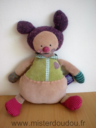 Moulin roty Souris Beige vert violet famille petitspas - Très bon état