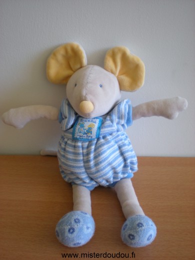 Souris Bleu jaune beige lise Moulin roty