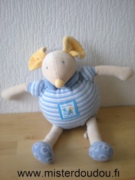 Souris Lise et lulu bleu blanc jaune Moulin roty