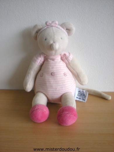 Moulin roty Souris Rayé rose blanc - Très bon état