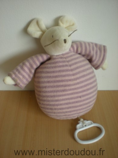 Souris Rose raye mauve Moulin roty