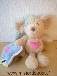 Nici Souris Beige coeur rose coussin bleu étoile - Très bon état