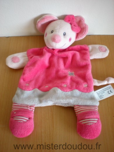 Souris Blanc rose gris noeud rose Nicotoy