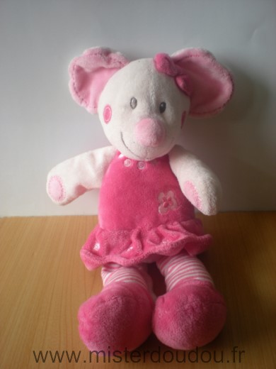 Nicotoy Souris Rose robe rose - Très bon état