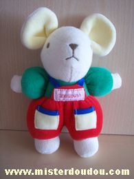 Nounours Souris Ecru rouge jaune vert bleu - Très bon état