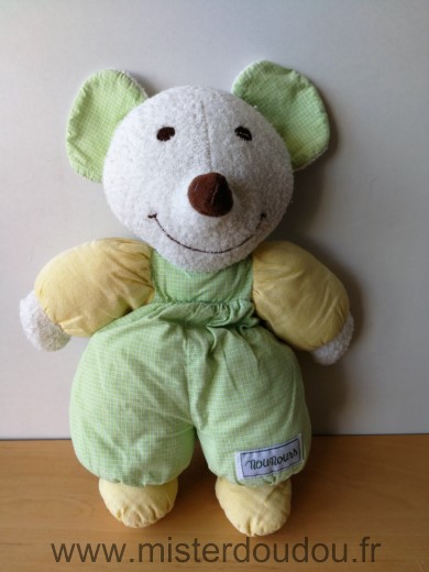 Nounours Souris Jaune vert vichy - Très bon état