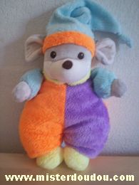Souris Orange violet bleu clair col jaune Nounours