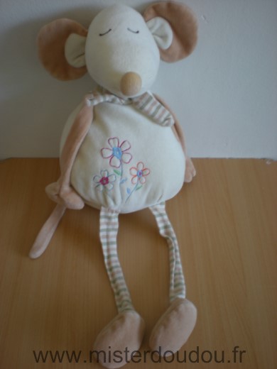 Playkids Souris Ecru beige longues jambes trois fleurs - Très bon état