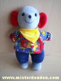 Sterntaler Souris Bleu gris rouge foulard jaune - Bon état
