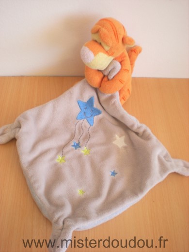 Disney Tigre Tigrou orange mouchoir gris bleu avec etoiles - Très bon état