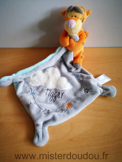 Disney Tigre Tigrou orange mouchoir gris bleu nuage tigger - Très bon état