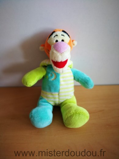 Disney Tigre Tigrou pyjama vert bleu capuche lune etoile nicotoy - Très bon état