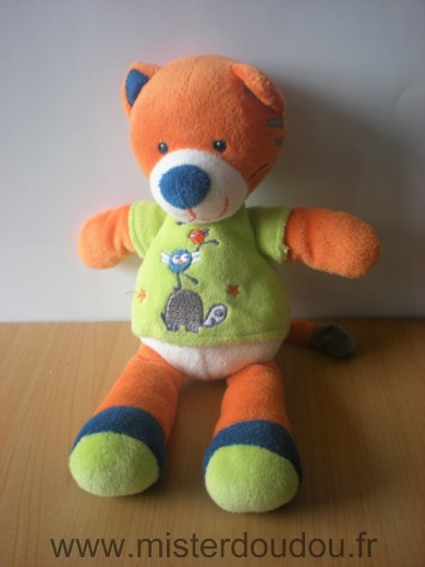 Nicotoy Tigre Chat kiabi orange vert motif tortue oiseau - Très bon état