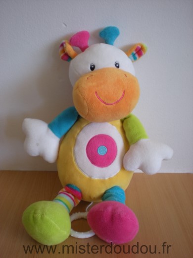 Baby sun Vache Jaune bleu orange vert cercles rose - Très bon état