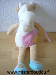 Doudou et compagnie Vache Cerise , blanc rose beige - Très bon état
