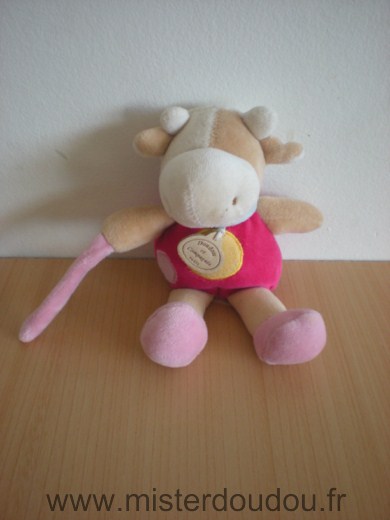 Doudou et compagnie Vache Rose beige jaune la redoute - Très bon état