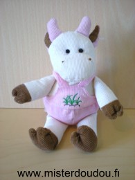 Imaginarium Vache Blanc rose marron en velour - Très bon état