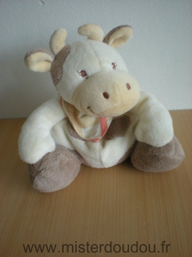 Jollybaby Vache Daisy musical ecru taches marron foulard carreaux beige orange - Très bon état