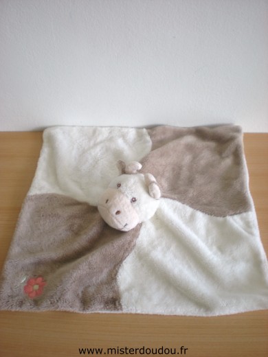 Jollybaby Vache Ecru marron avec une fleur rose brodée - Très bon état