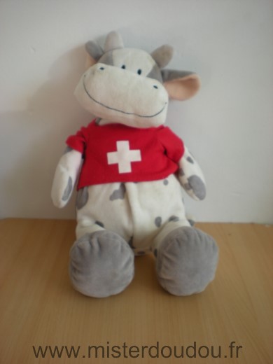 Mawico Vache Blanc gris tshirt rouge croix blanche suisse - Très bon état