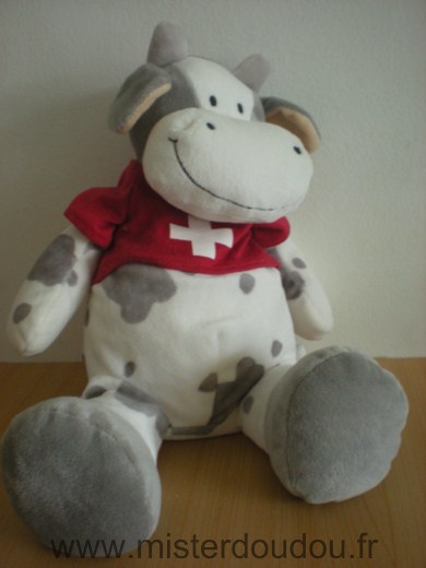 Mawico Vache Blanc gris tshirt rouge suisse - Neuf