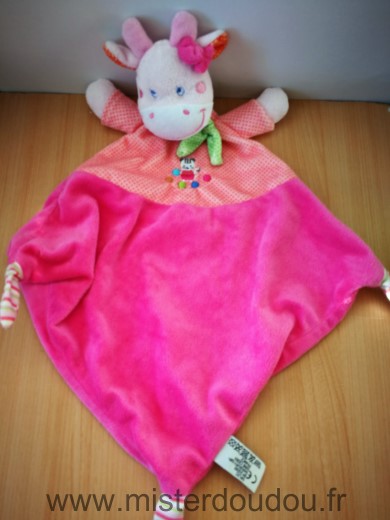 Mots d enfants Vache Girafe losange rose echarpe verte - Très bon état